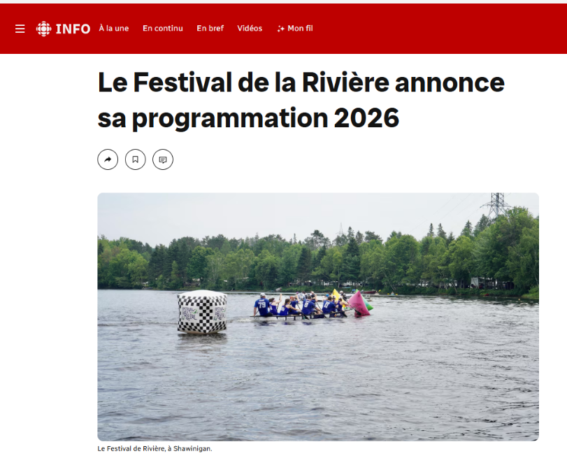 Radio-Canada : Le Festival de la Rivière annonce sa programmation 2026